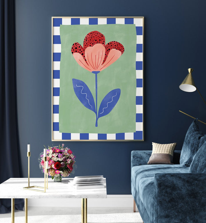 Bright red flower painting by Elena Ristova, perfect for enhancing spaces with floral elegance. RED FLOWER, FLORAL FLOWER PAINTINGS.