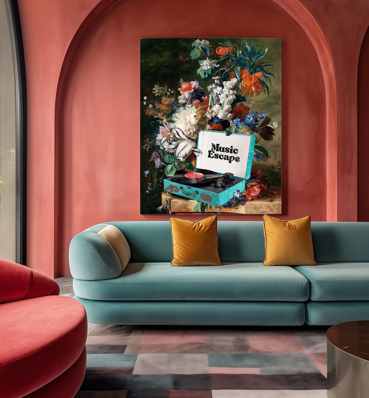 Transform your space with MUSIC ESCAPE, FLORAL FLOWER PAINTINGS by Dikhotomy, blending music and floral beauty.