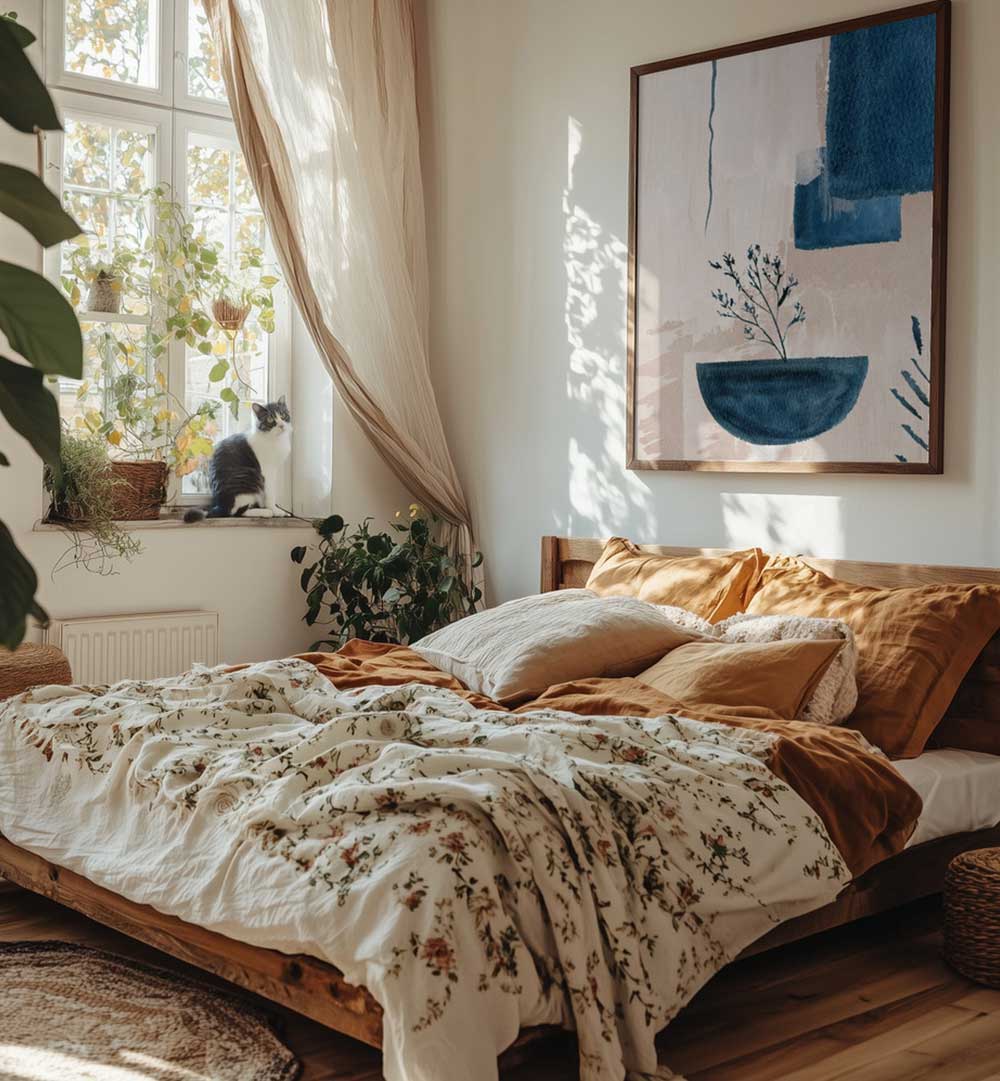 CALM BLUES III , BOHO ART PAINTINGS