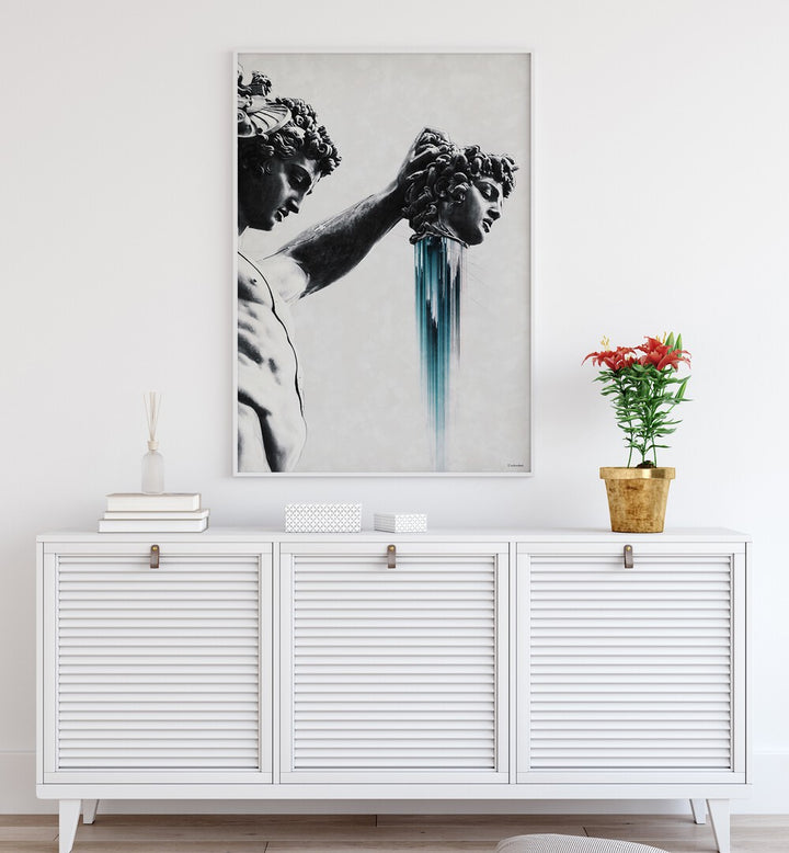 Enhance your space with PERSEUS AND MEDUSA, ALTERED ART PRINTS by Underdott, showcasing their epic mythical encounter.