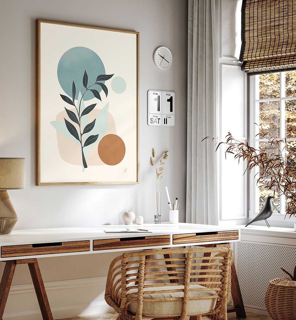 LEAFY GEOMETRY , BOHO ART PAINTINGS