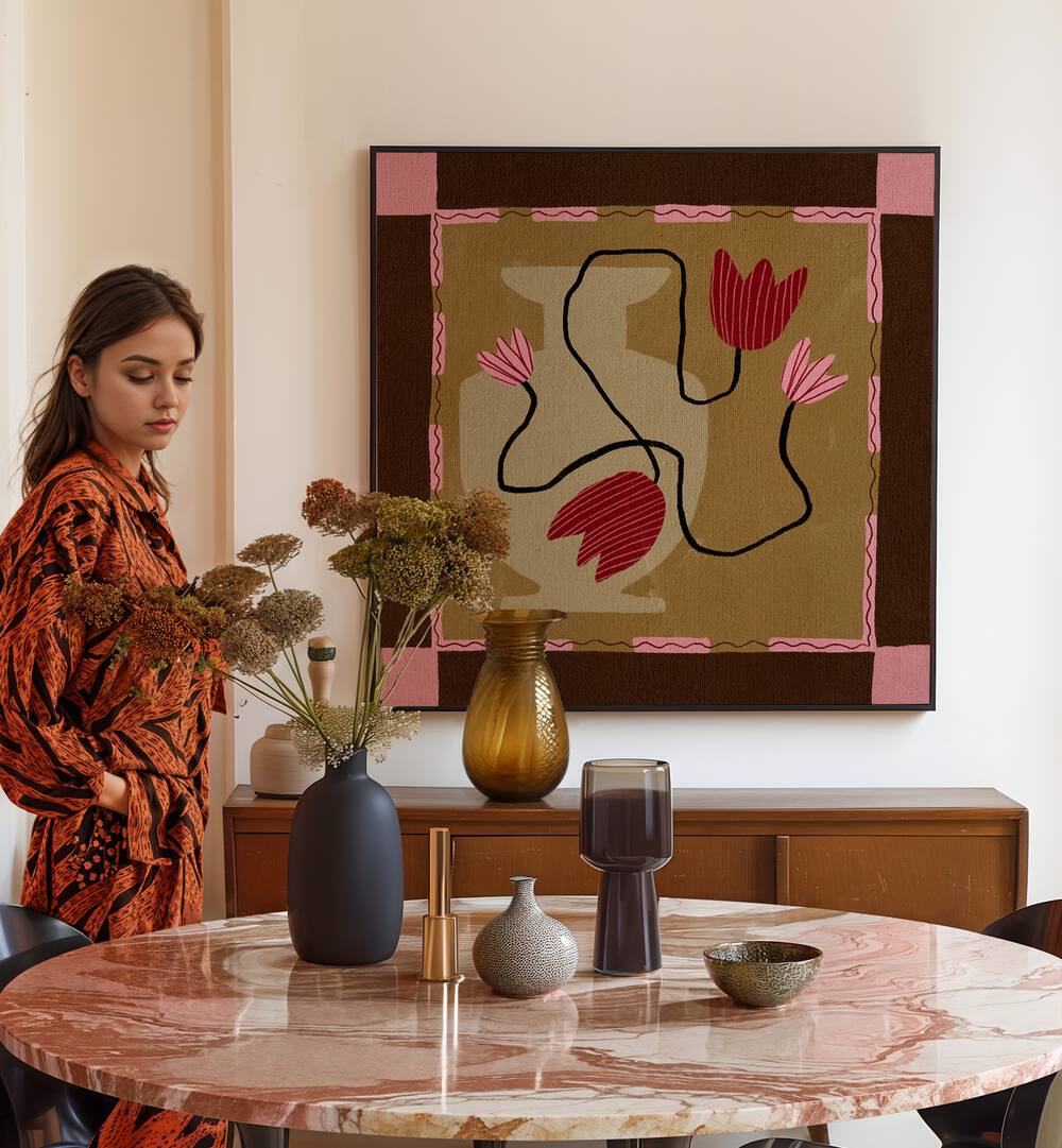 Vibrant OUT OF VASE BLOOMS IV, FLORAL FLOWER PAINTINGS enhance modern decor with stunning floral artistry.
