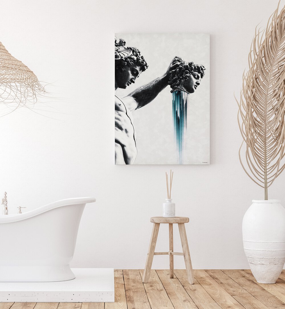 Perseus and Medusa, altered art prints by Underdott, enhance your space with mythic beauty and dramatic storytelling.