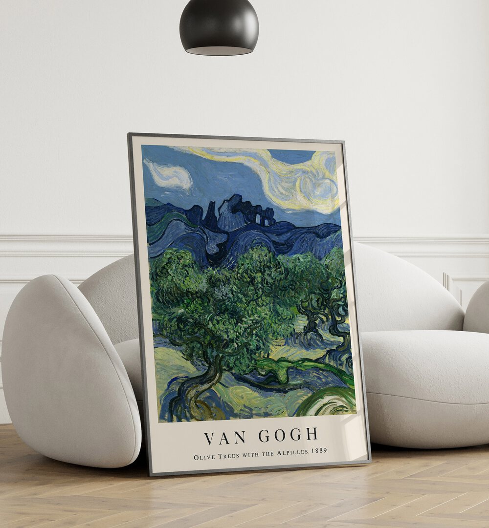 VAN GOGH'S OLIVE GROVES: OLIVE TREES WITH THE ALPILLES, 1889 , VINTAGE PAINTINGS