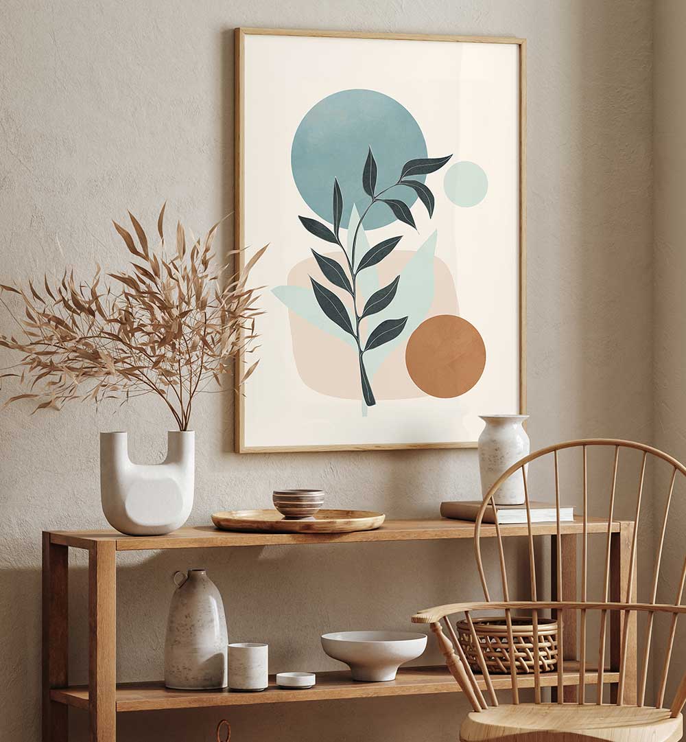 LEAFY GEOMETRY , BOHO ART PAINTINGS