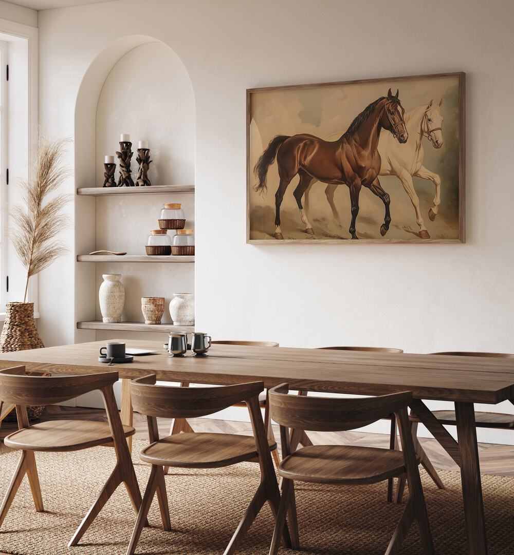 Duo Horses Galloping animal paintings showcase stunning equine beauty, perfect for art lovers and horse enthusiasts.