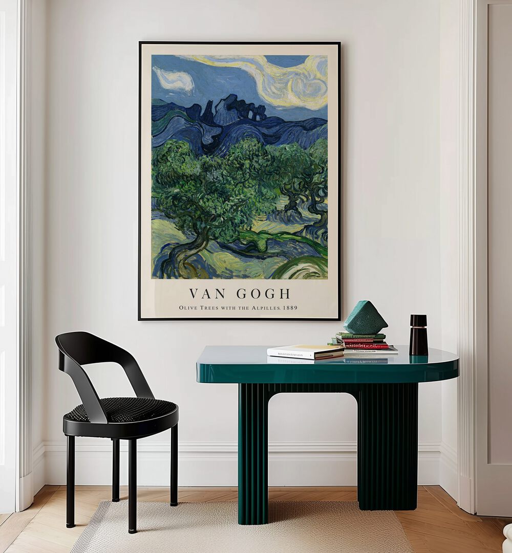 VAN GOGH'S OLIVE GROVES: OLIVE TREES WITH THE ALPILLES, 1889 , VINTAGE PAINTINGS