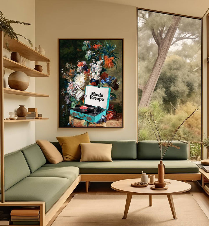 MUSIC ESCAPE, FLORAL FLOWER PAINTINGS by Dikhotomy brightens your space with vibrant art and musical harmony.