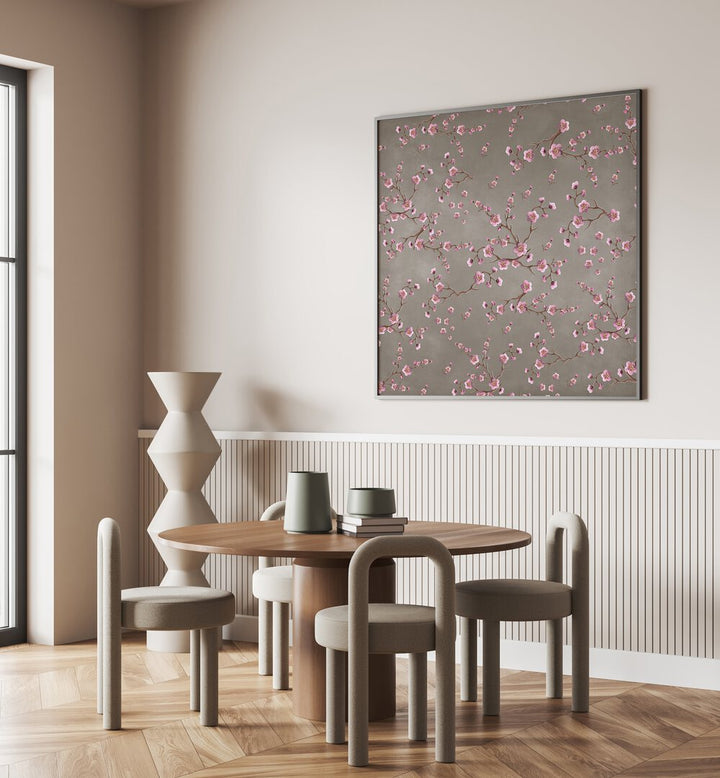 Stylish room featuring SAKURA BEIGE, FLORAL FLOWER PAINTINGS that enhance the elegance of modern decor.