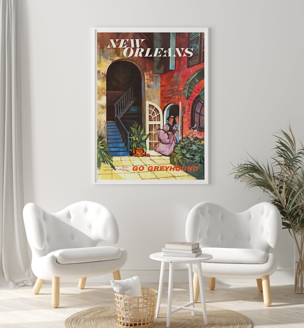 Decorate your space with NEW ORLEANS, VINTAGE TRAVEL POSTERS, capturing the charm of the Big Easy's culture and architecture.