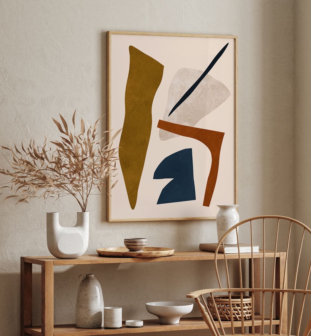 Stylish room featuring EXPRESSIVE X, BOHO ART PAINTINGS, enhancing creative spaces with modern abstract forms.