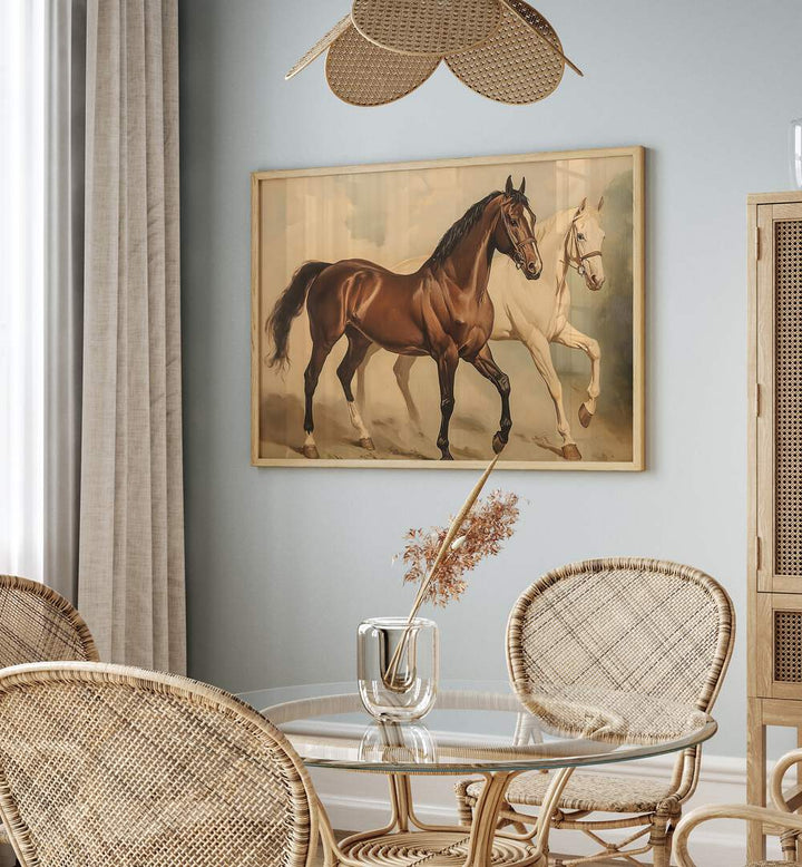 Stunning DUO HORSES GALLOPING, ANIMAL PAINTINGS showcasing equine beauty and freedom, perfect for art lovers' decor.