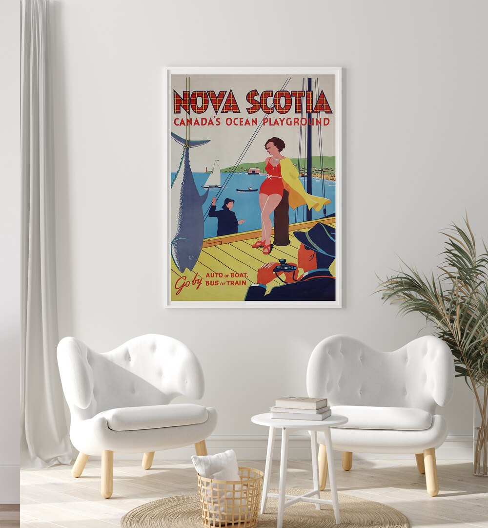 NOVA SCOTIA VINTAGE TRAVEL POSTERS showcase the charm of maritime landscapes in vibrant retro art.