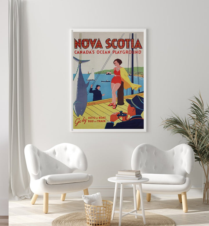 NOVA SCOTIA VINTAGE TRAVEL POSTERS showcase the charm of maritime landscapes in vibrant retro art.