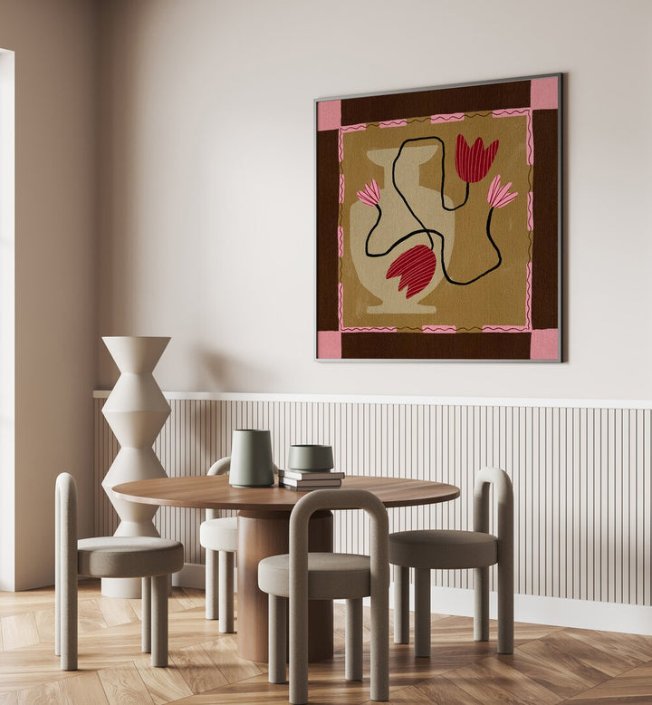 Vibrant OUT OF VASE BLOOMS IV, FLORAL FLOWER PAINTINGS, enhances contemporary home decor with stunning floral art.