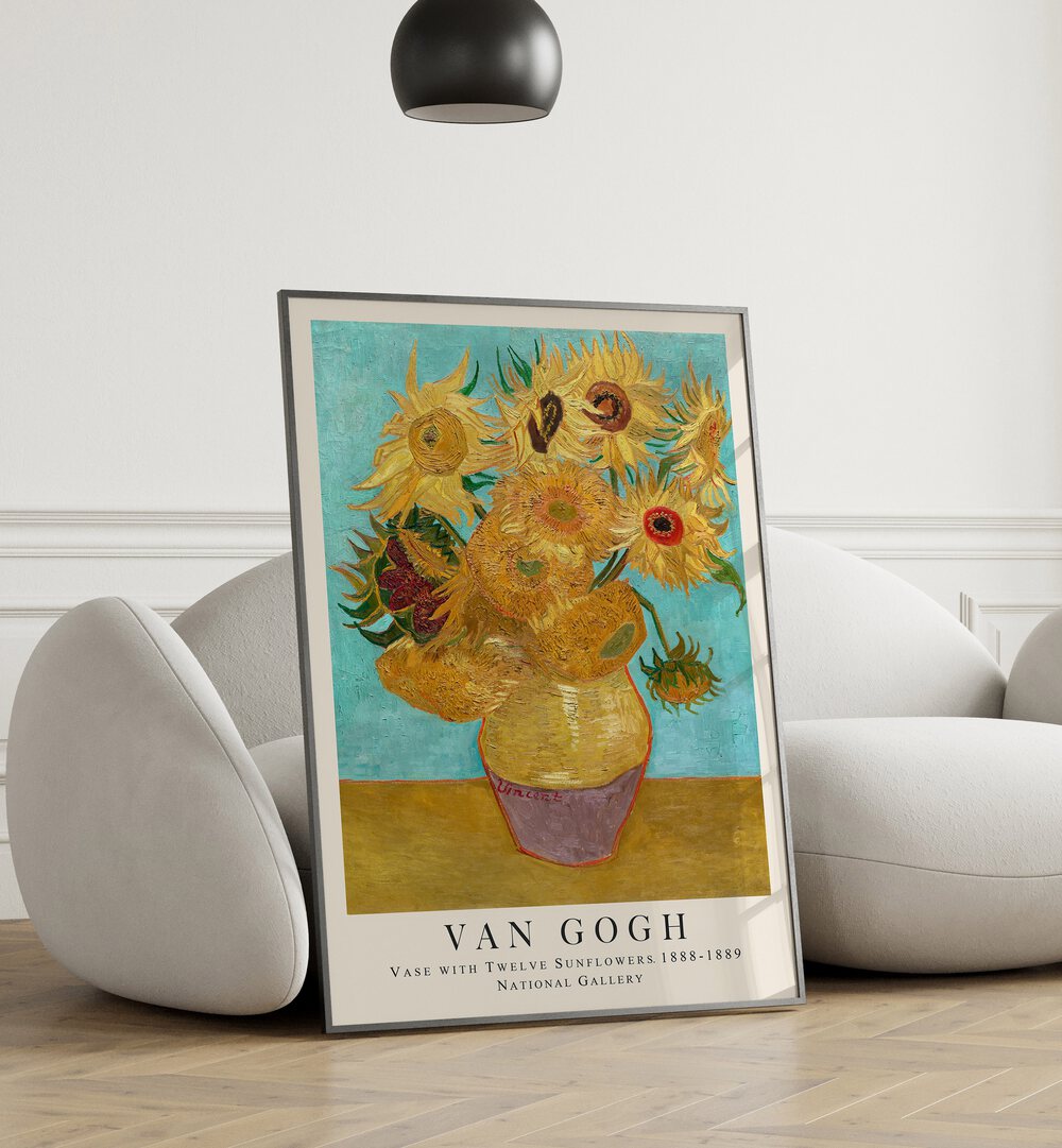 VASE WITH TWELE SUNFLOWERS 1888 - 1889 , VINTAGE PAINTINGS