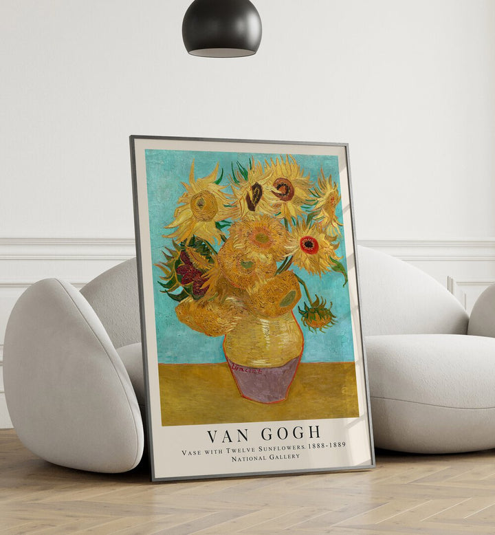 VASE WITH TWELE SUNFLOWERS 1888 - 1889 , VINTAGE PAINTINGS