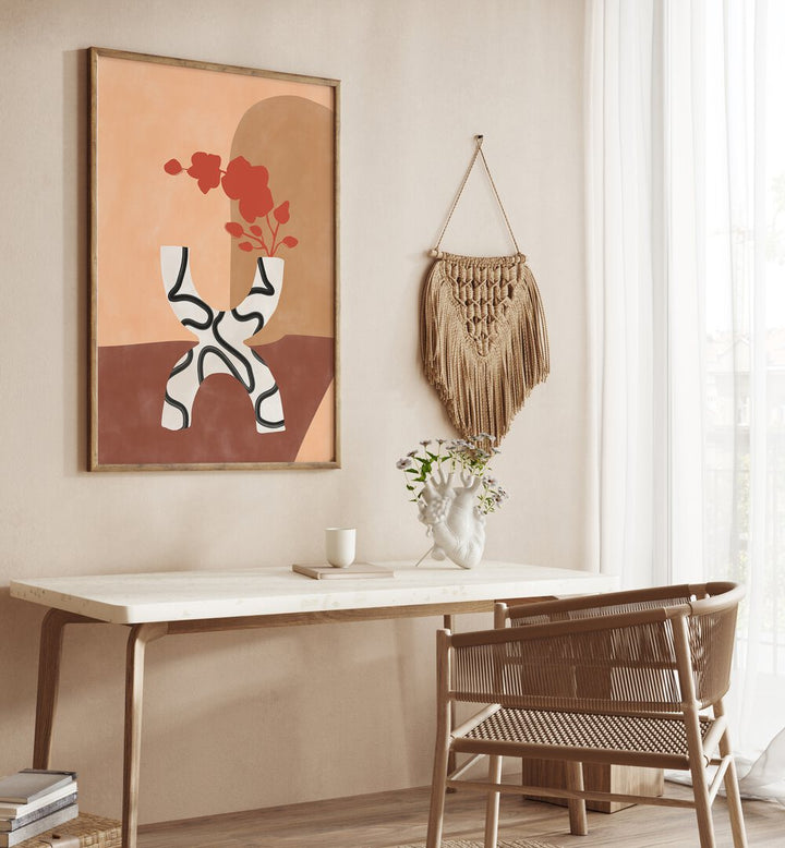 Transform your space with the WHITE AND BLACK FLOWER POT, BOHO ART PAINTINGS by Elena Ristova, showcasing modern elegance.