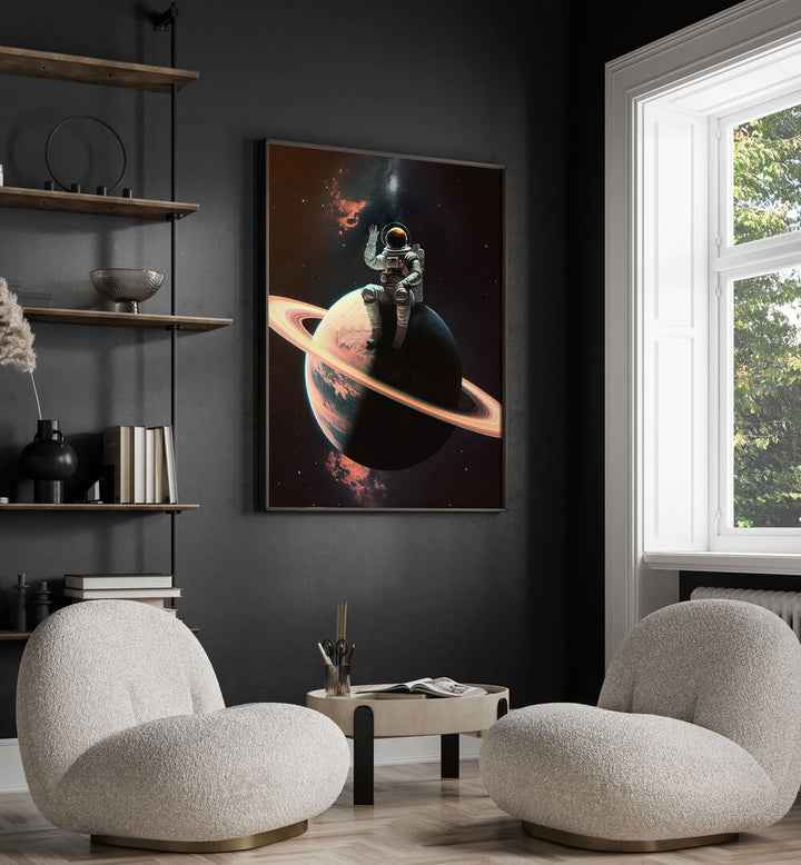 Transform your space with MY SPACE SAFE, ALTERED ART PRINTS featuring an astronaut on a planet backdrop.
