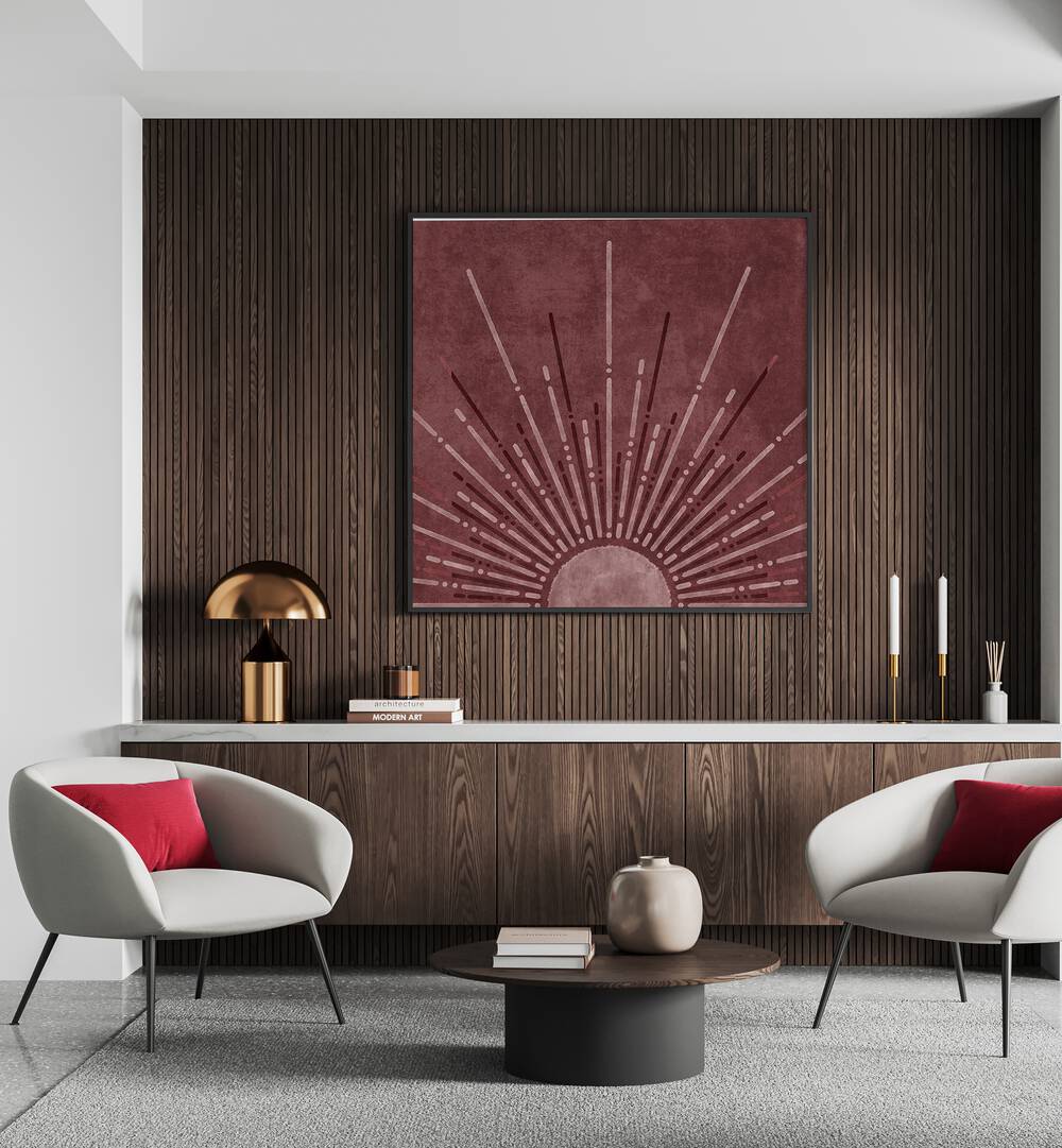 Stylish interior featuring VISNE UP SUN, BOHO ART PAINTINGS, enhancing the space with its captivating charm.