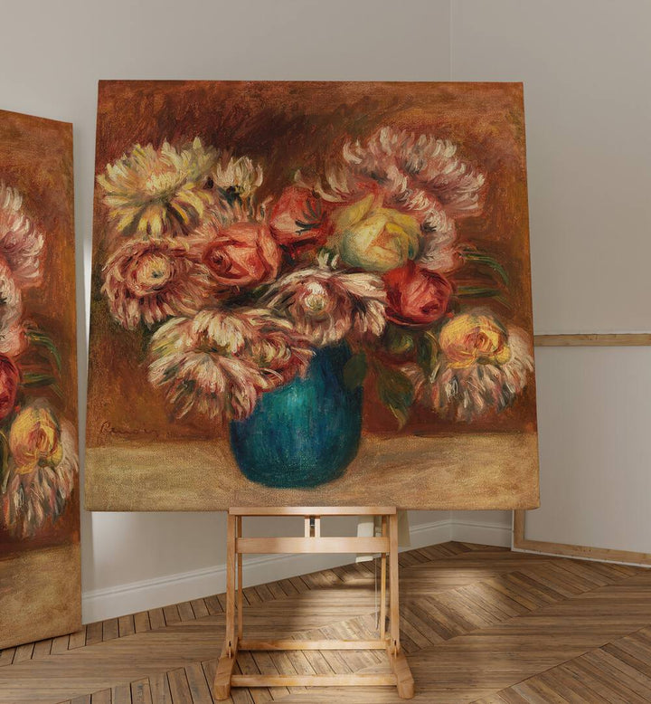 FLOWERS IN A GREEN VASE  , VINTAGE PAINTINGS