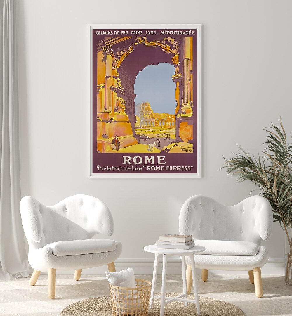 Stunning ROME III, VINTAGE TRAVEL POSTERS showcasing the iconic architecture of Rome, perfect for home decor.