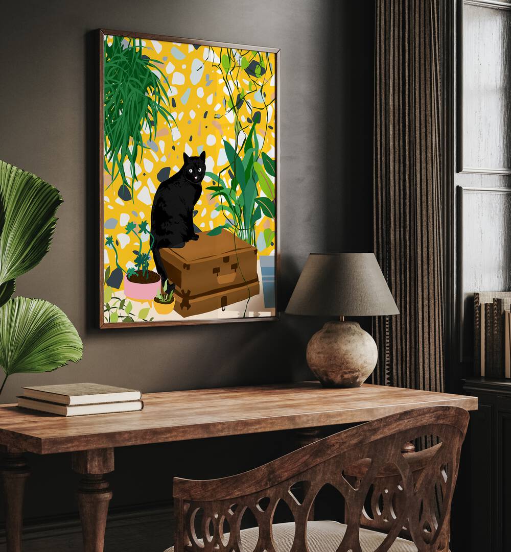 Stylish URBAN JUNGLE CAT, ANIMAL PAINTINGS by Uma Gokhale, perfect for adding vibrancy to your space.