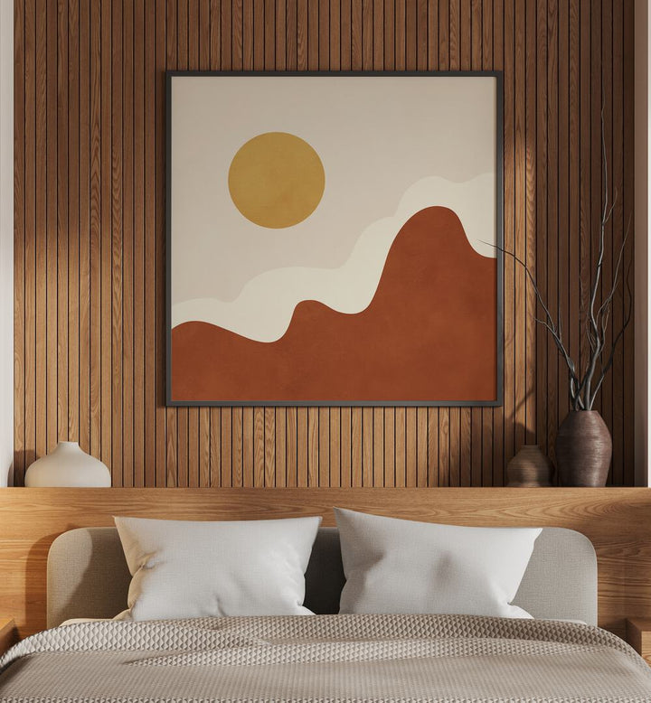 Stylized Sun Above Curved, Boho Art Paintings enhance any space with earthy aesthetics and artistic expression.