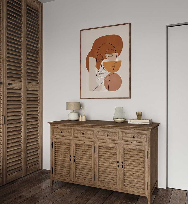 ABSTRACT CLAY FACES II , BOHO ART PAINTINGS