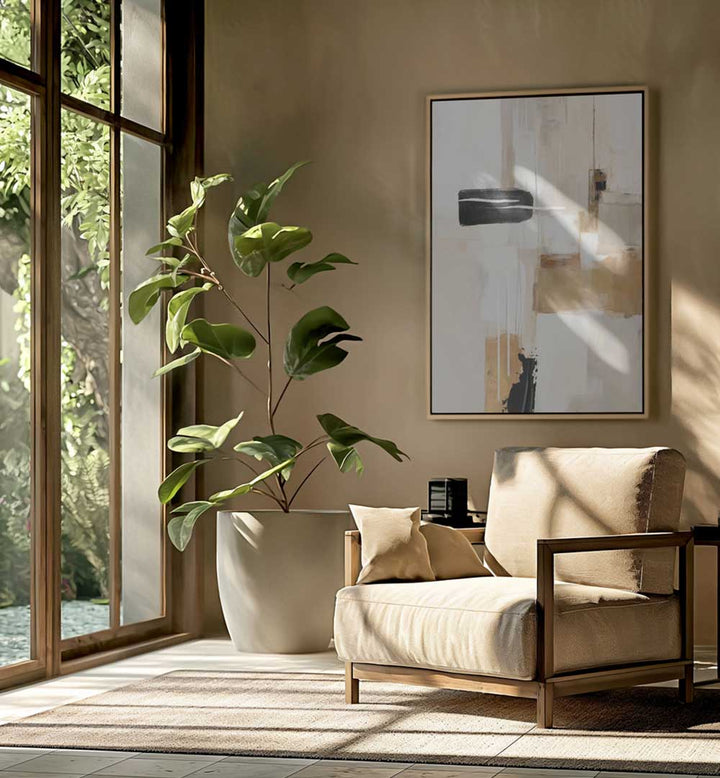 ABSTRACT IN BEIGE I , BOHO ART PAINTINGS