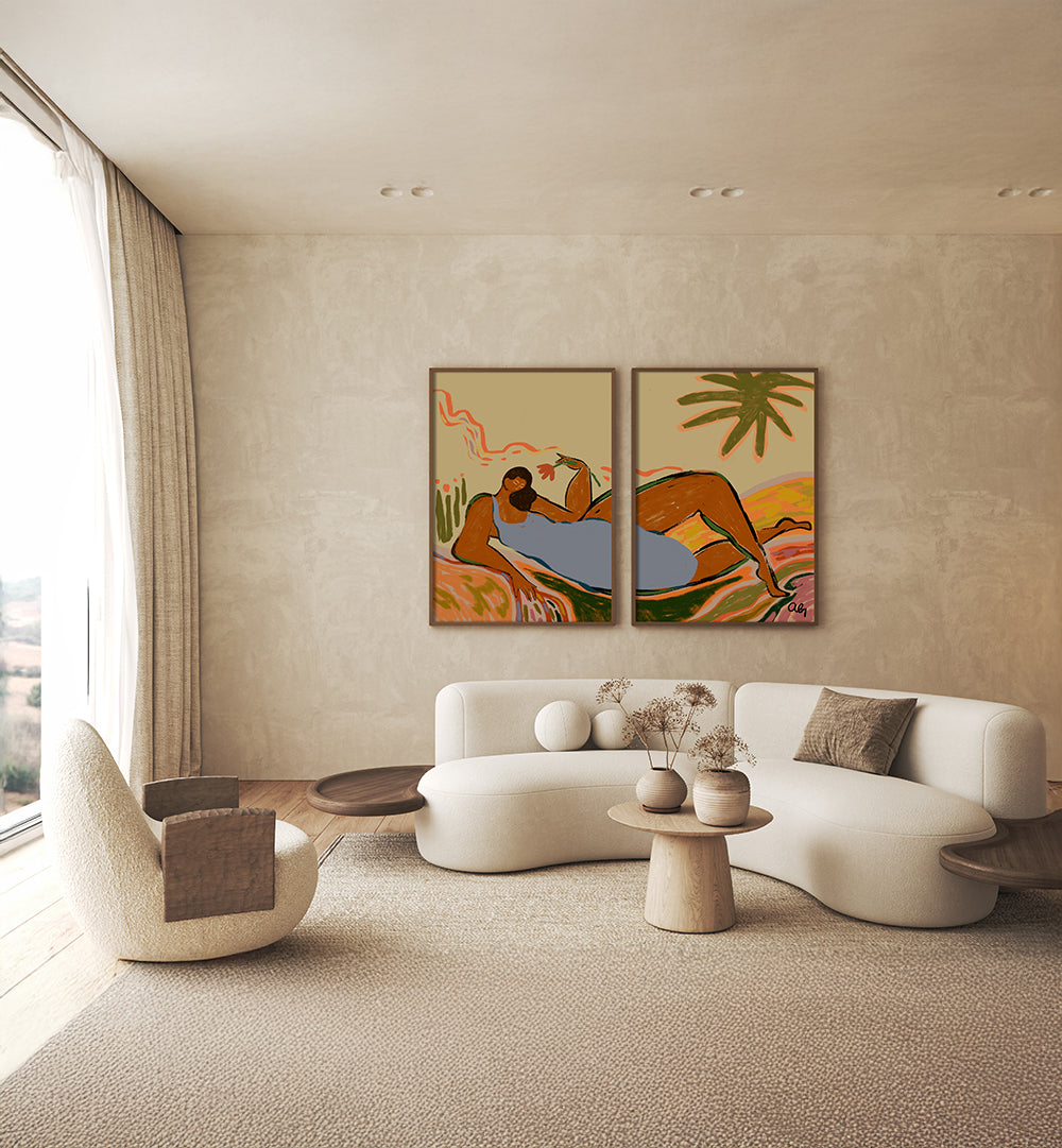 THE GOLDEN AFTERNOON , SET OF 2 PAINTINGS