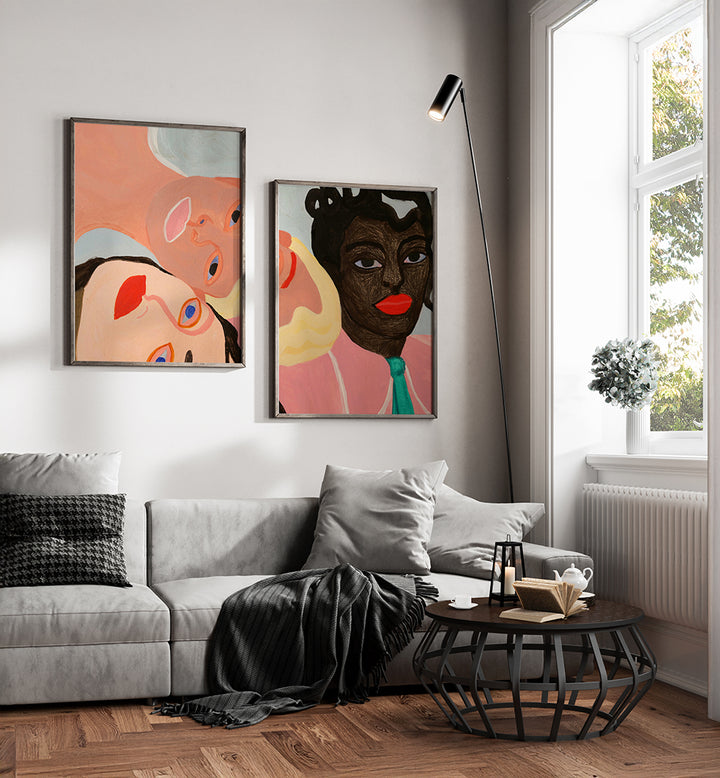 IN CONVERSATION , SET OF 2 PAINTINGS