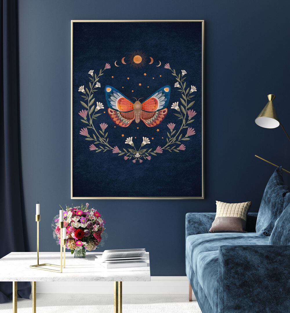 Vibrant "BUTTERFLY II , ANIMAL PAINTINGS" artwork by Emel Tunaboylu enhances any living space with elegance.