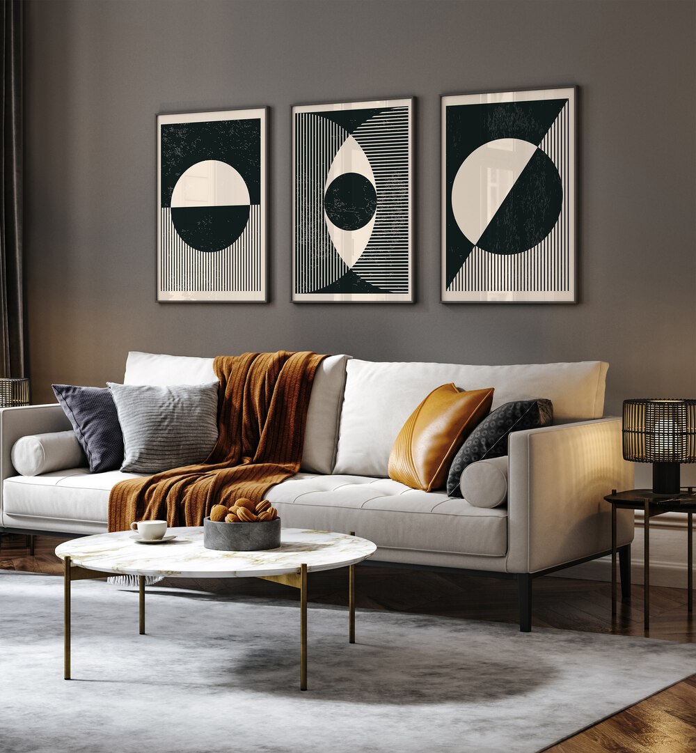 Enhance your decor with the BLACK AND WHITE PLANETS SET, SET OF 3 PAINTINGS, perfect for a celestial-themed room.