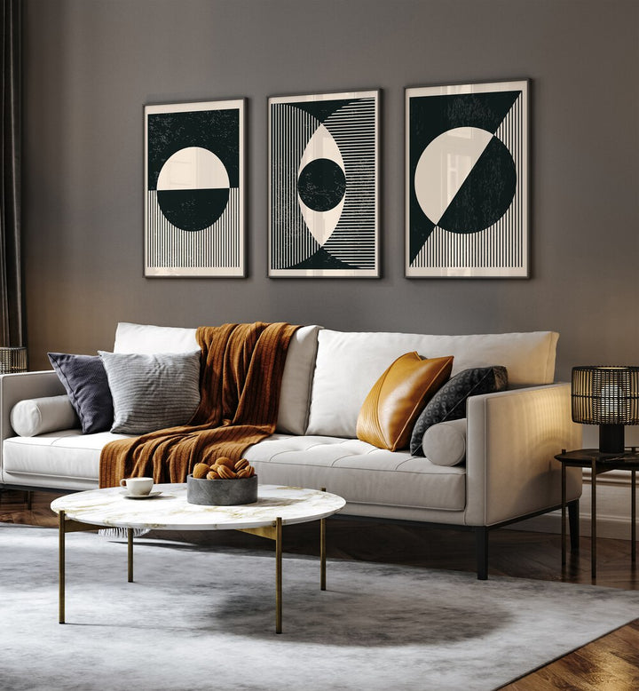 Enhance your decor with the BLACK AND WHITE PLANETS SET, SET OF 3 PAINTINGS, perfect for a celestial-themed room.