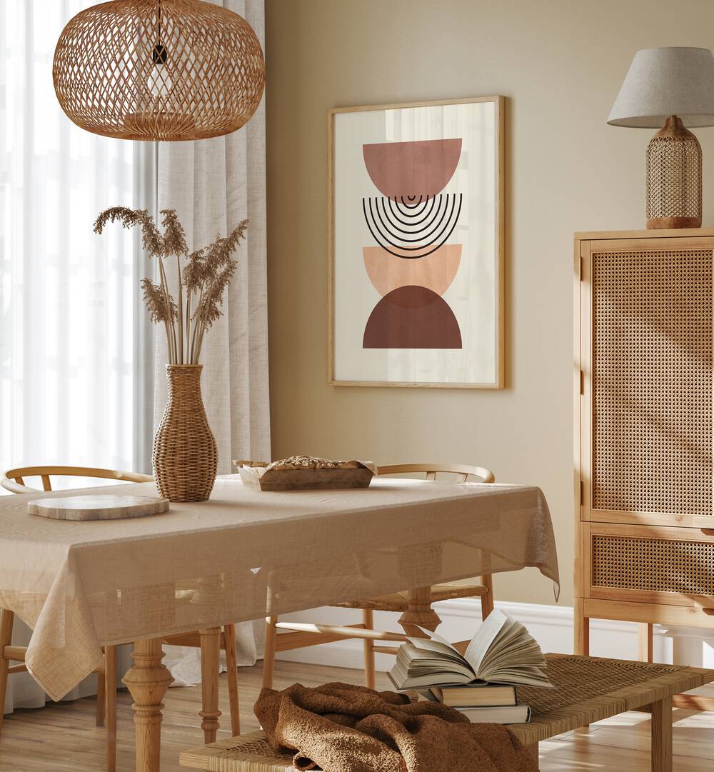 Stylish interior featuring LINES AND CIRCLES II, GEOMETRIC ART PRINTS, enhancing artistic expression and decor.