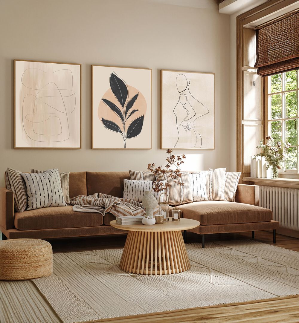 Transform your space with the TRANQUIL ESSENCE SET, SET OF 3 PAINTINGS showcasing serene, harmonious artworks.