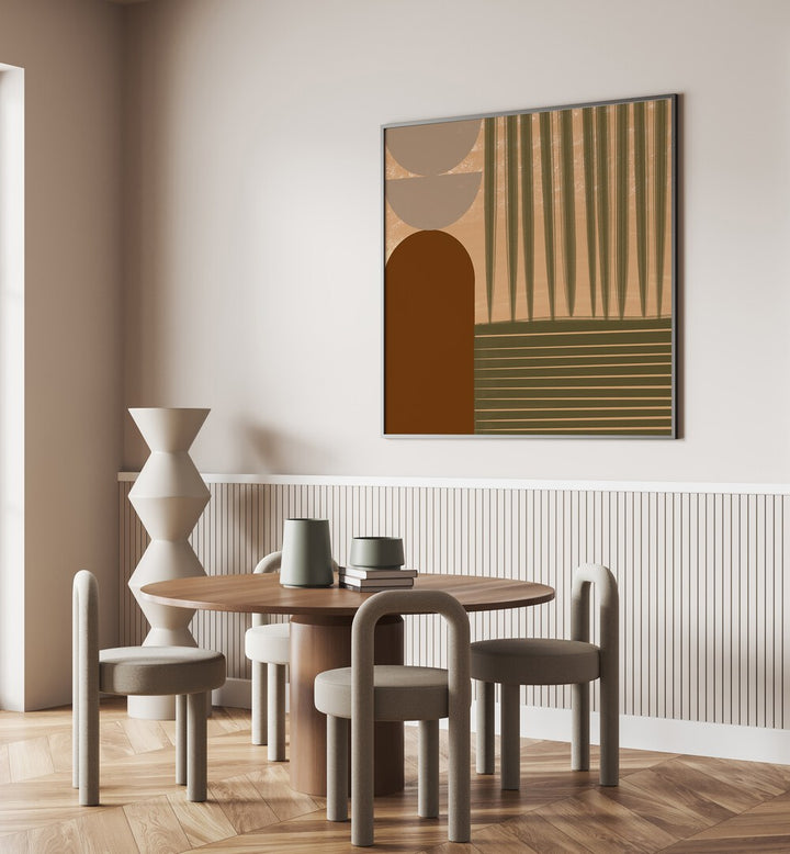 Stylish FALL GEOMETRIC, BOHO ART PRINTINGS by Nilesh Kulkarni enhance modern interiors with elegance and flair.