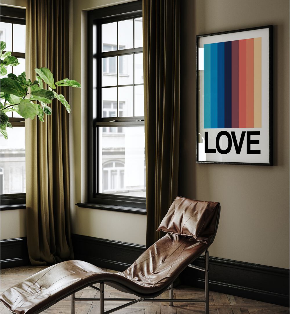 Elegant MIRROR STRIPE LOVE, QUOTES poster adds contemporary flair to any room, enhancing your home or office decor.
