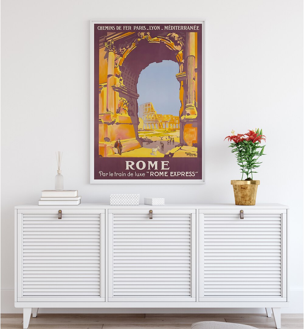 Stylish ROME III, VINTAGE TRAVEL POSTERS showcasing Rome's iconic landmarks, perfect for home or office decor.