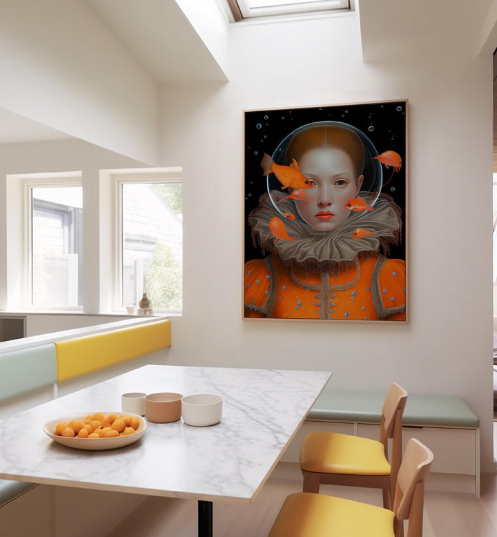 Enchanting altered art print "THE PRINCESS OF DEEP SEA," by Dikhotomy, adds a mystical touch to any space.