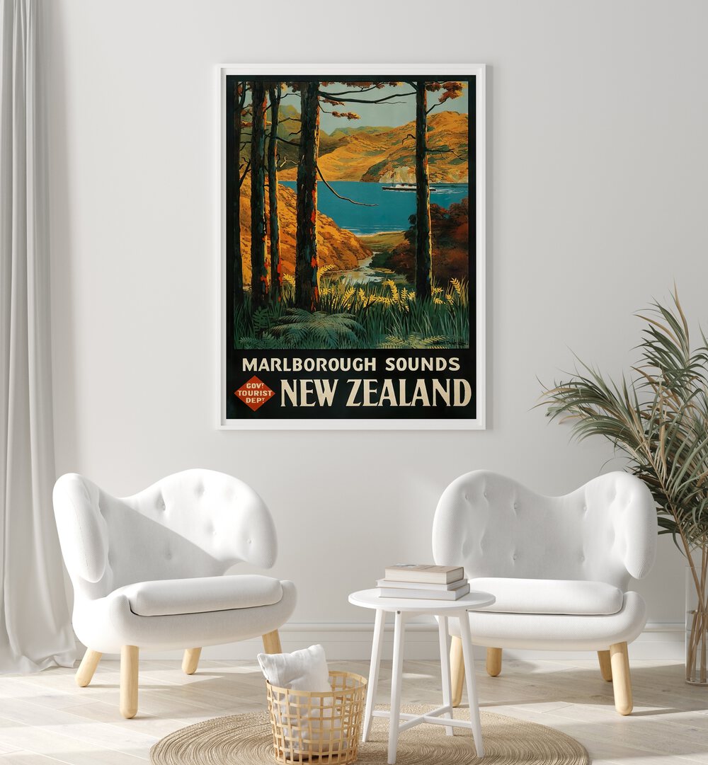 Marlborough Sounds captures the essence of NEW ZEALAND IV, VINTAGE TRAVEL POSTERS for your home decor.