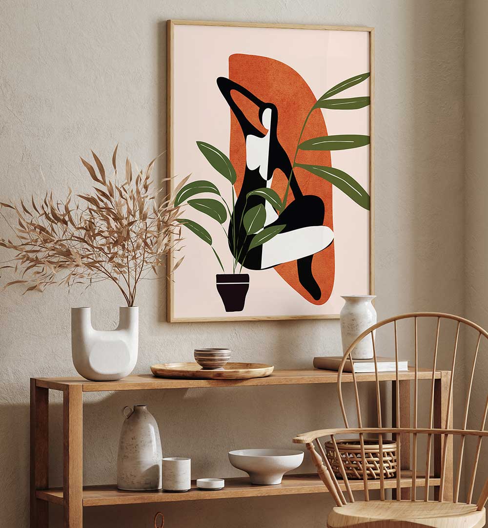 VERDANT SILHOUETTE , BOHO ART PAINTINGS