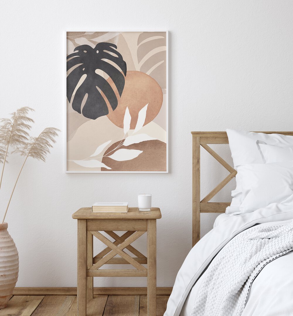 Stylish LEAVES ABSTRACT IV, BOHO ART PAINTINGS enhance modern decor with elegance and abstract charm.