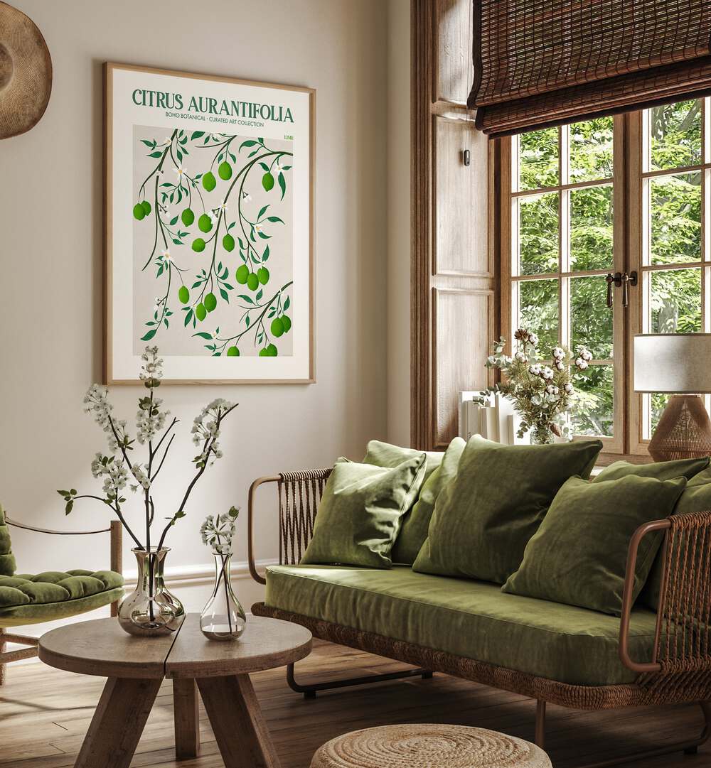 Vibrant LIME, FLORAL FLOWER PAINTINGS by Emel Tunaboylu, perfect for modern elegance in any space.