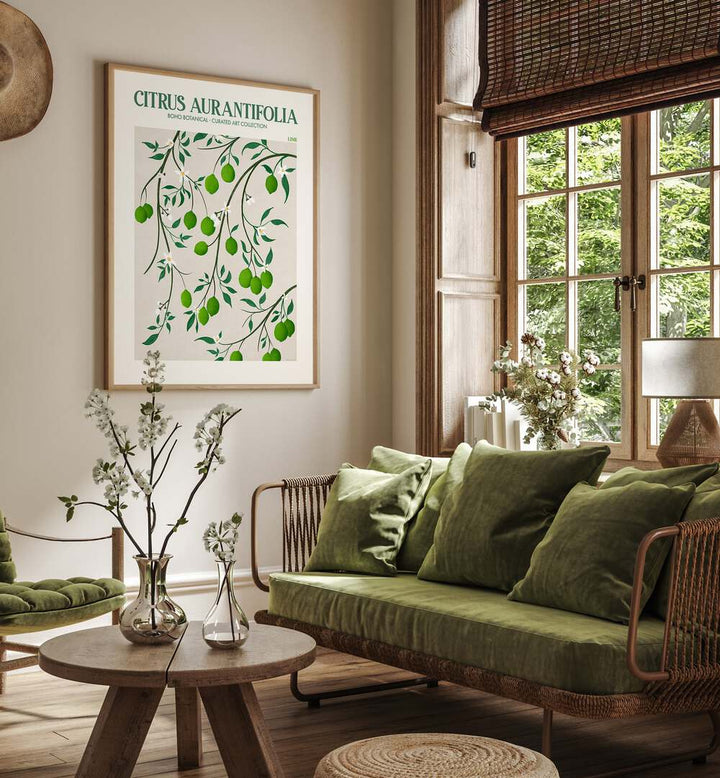 Vibrant LIME, FLORAL FLOWER PAINTINGS by Emel Tunaboylu, perfect for modern elegance in any space.