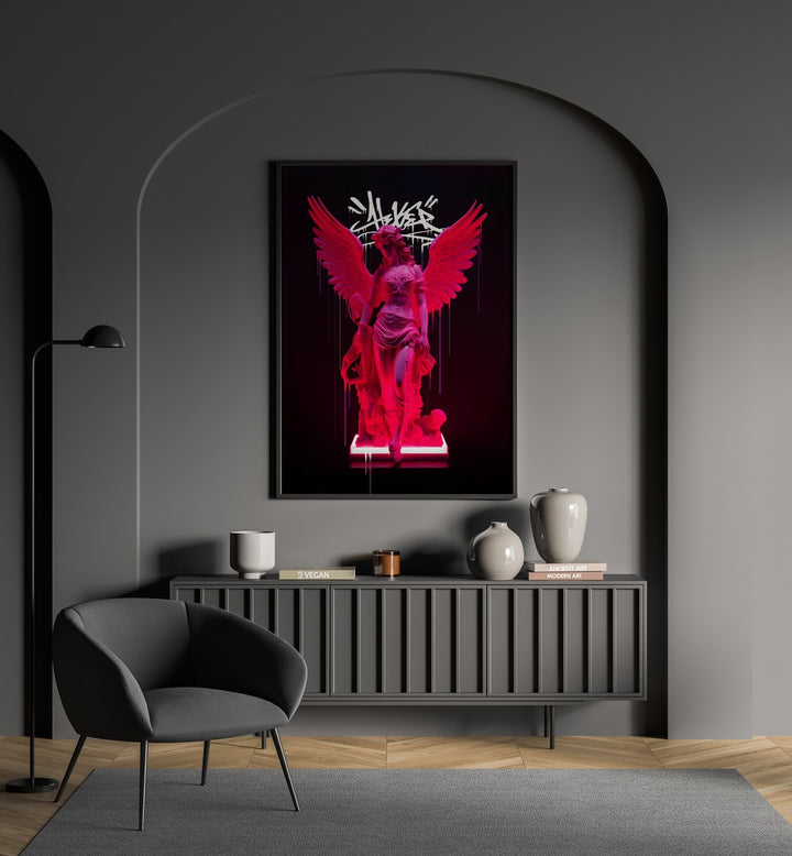 Vibrant NEON ATHENEA, ALTERED ART PRINTS by Dikhotomy elevating modern decor with striking visuals and elegance.