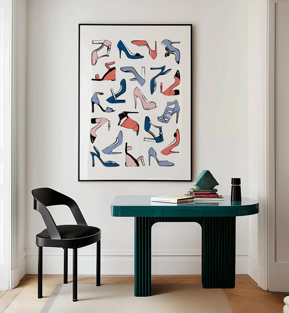 Vibrant COLOURFUL HEELS showcased in elegant fashion POSTERS by Martina Fashion, adding a stylish touch to decor.