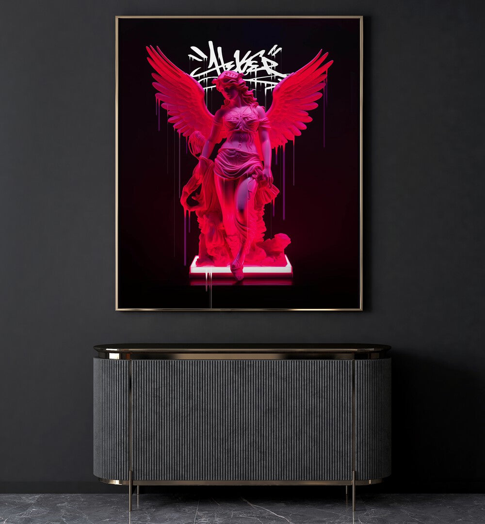 Vibrant NEON ATHENEA, ALTERED ART PRINTS by Dikhotomy, enhancing modern decor with striking visuals.