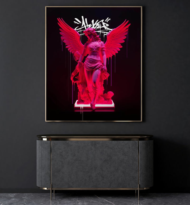 Vibrant NEON ATHENEA, ALTERED ART PRINTS by Dikhotomy, enhancing modern decor with striking visuals.